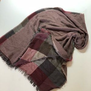 Blue Pacific red plaid silk scarf
